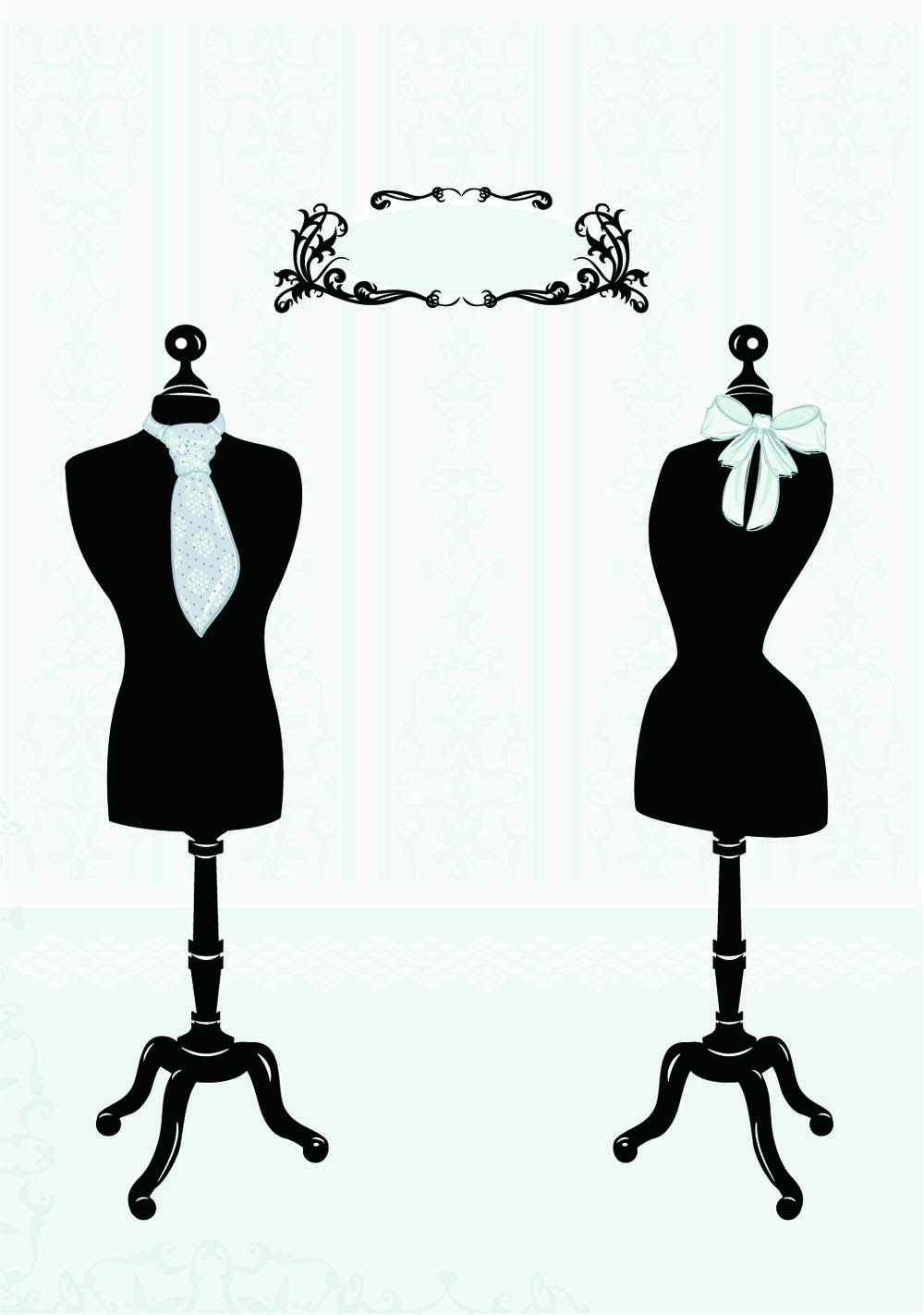 fashion advertising elements black white silhouette hanger 3d