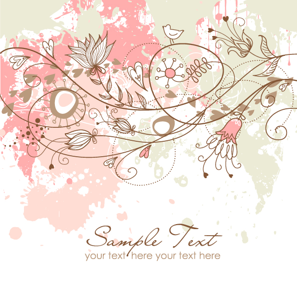 nature background flowers birds sketch classic grunge handdrawn