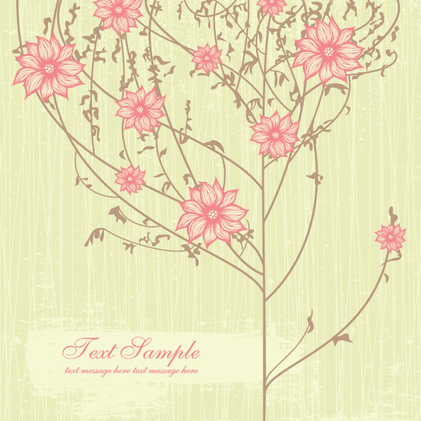 spring background blooming flowers tree sketch classical design