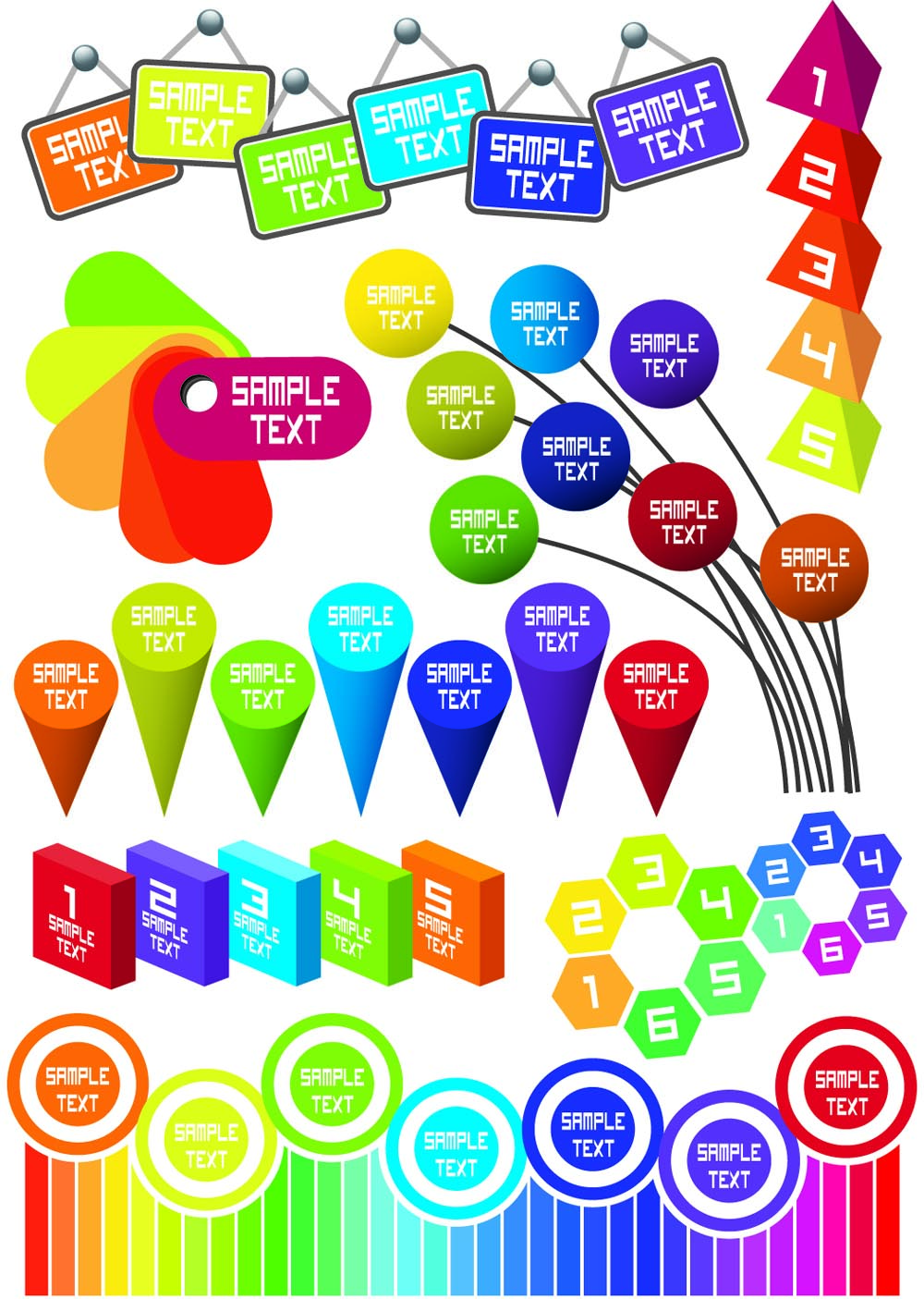 infographic elements colorful modern 3d flat shapes