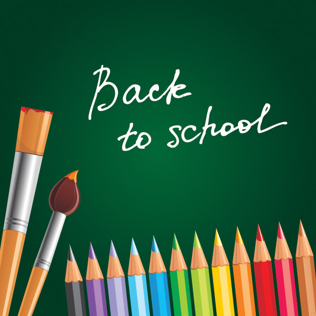 back to school banner colorful pencils brush sketch