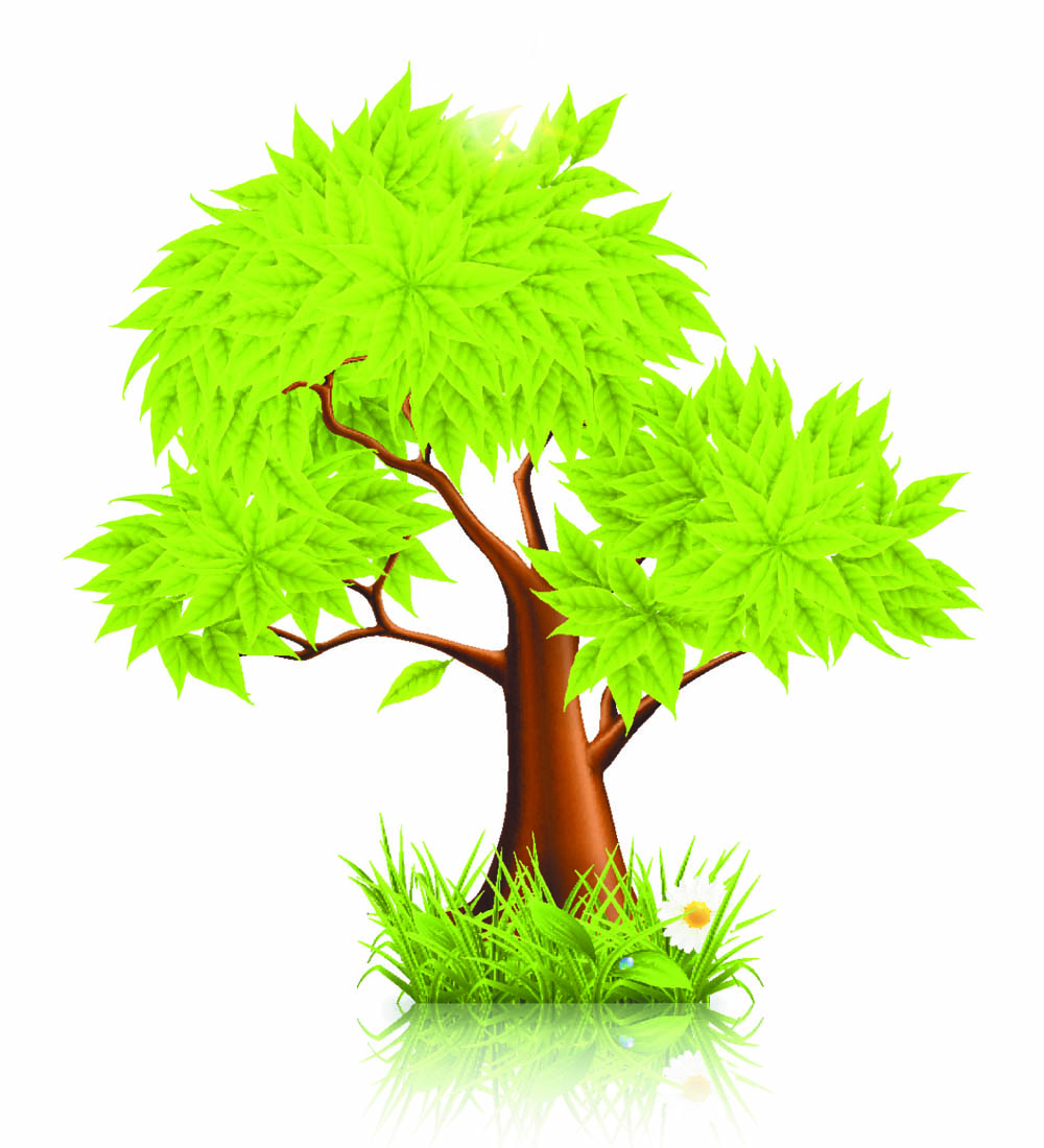 green tree icon modern colored bright design