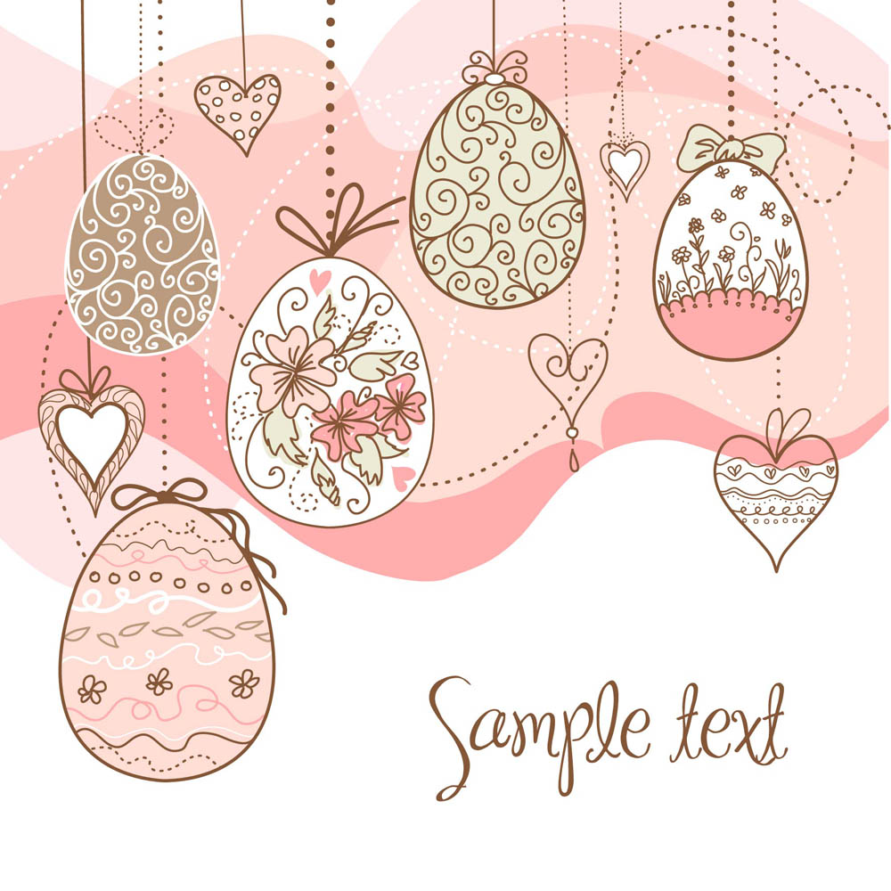 easter background classic decorated eggs flat handdrawn