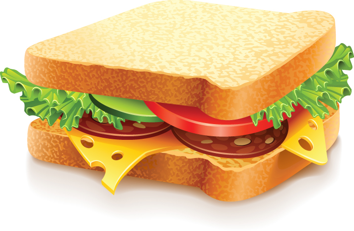 sandwich food icon colorful realistic 3d sketch