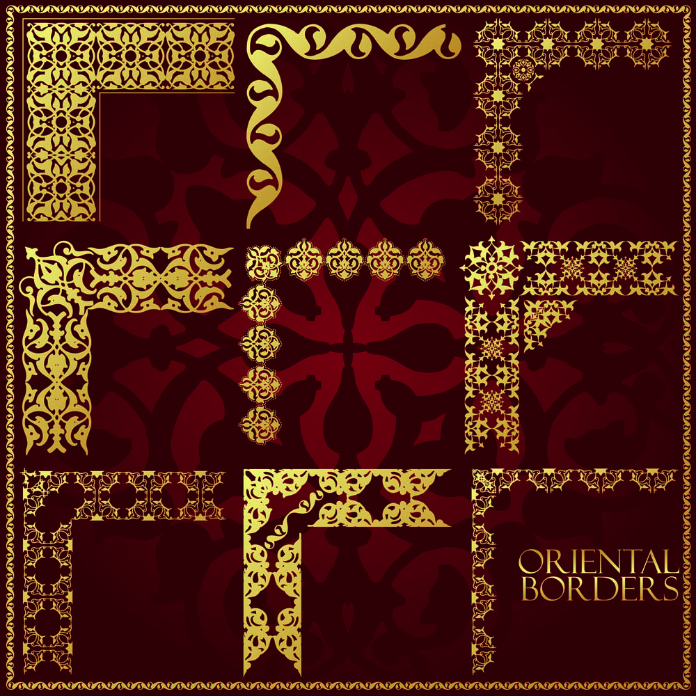 oriental border templates elegant golden symmetric seamless decor