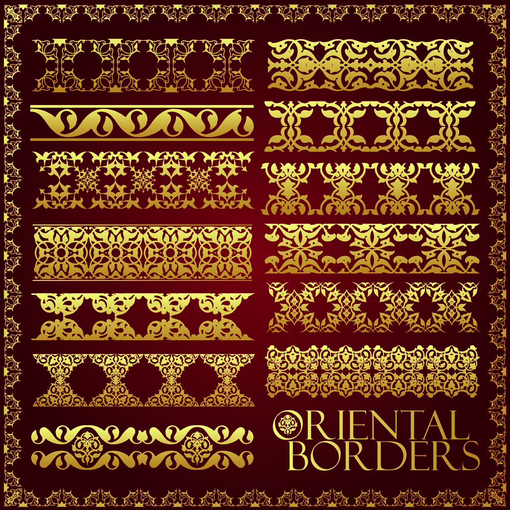 border decorative elements elegant oriental symmetric design