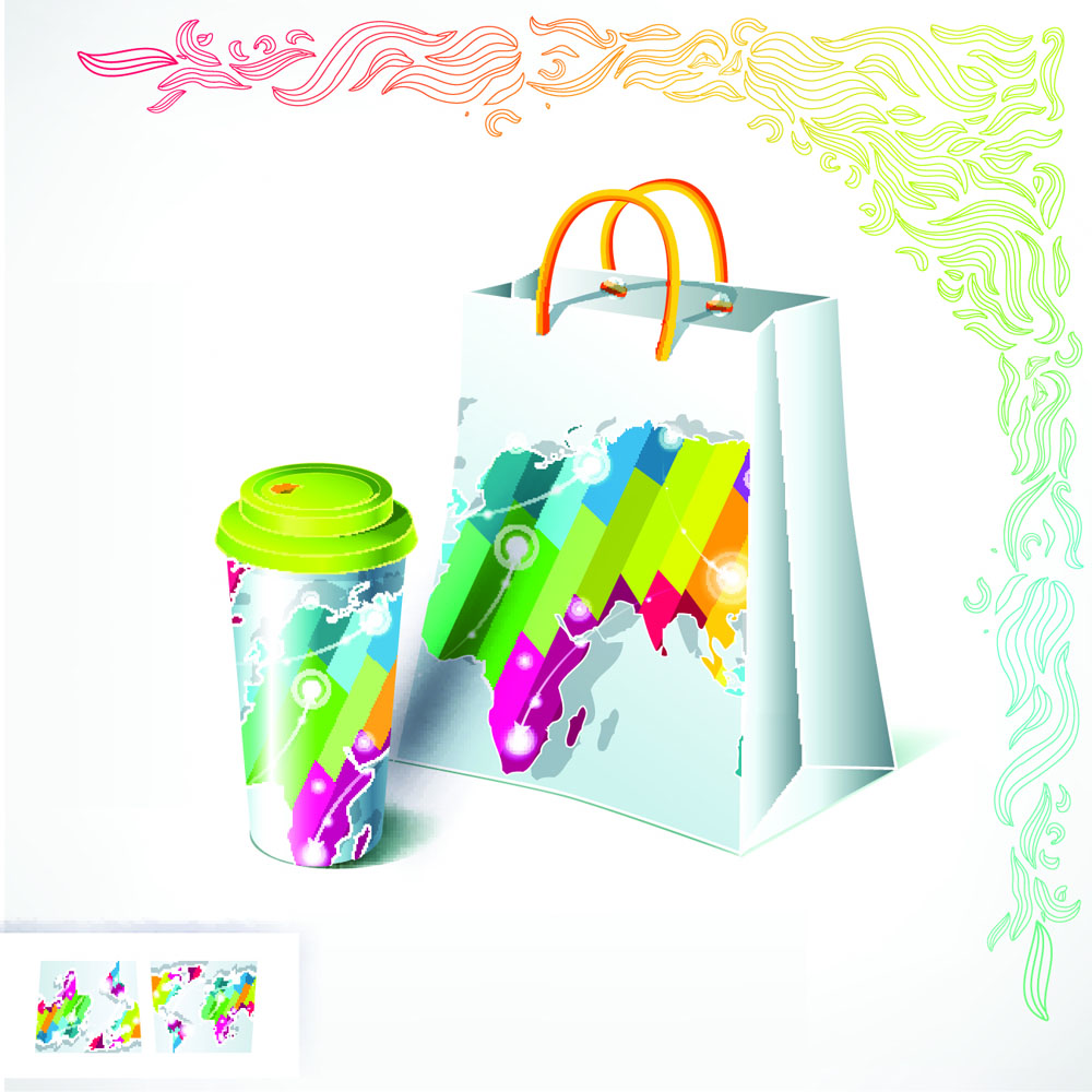 cup bag cover templates modern shiny colorful decor