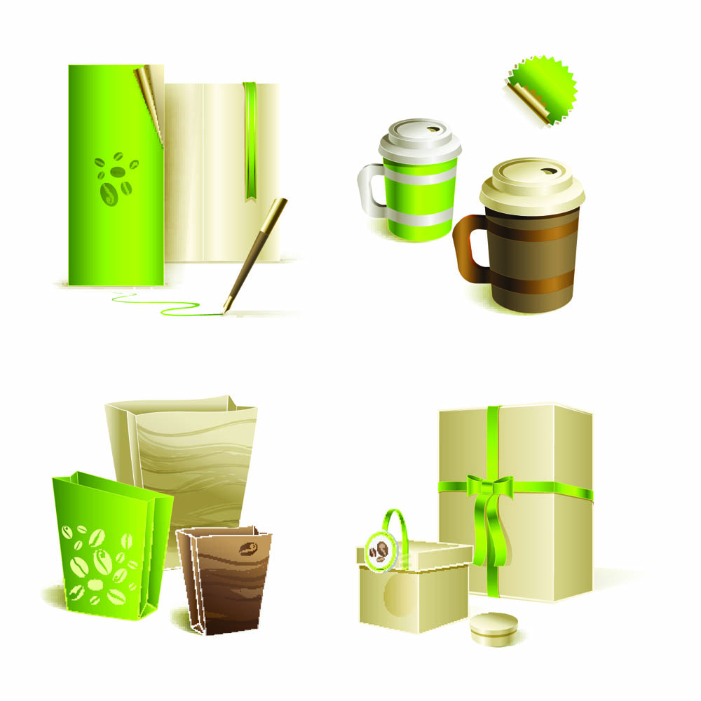 bag cup gift cover templates 3d green modern