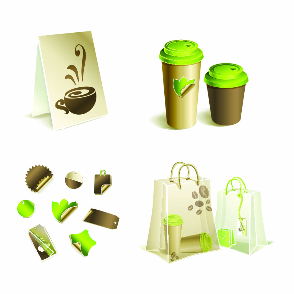 coffee package design elements modern colored 3d sketch