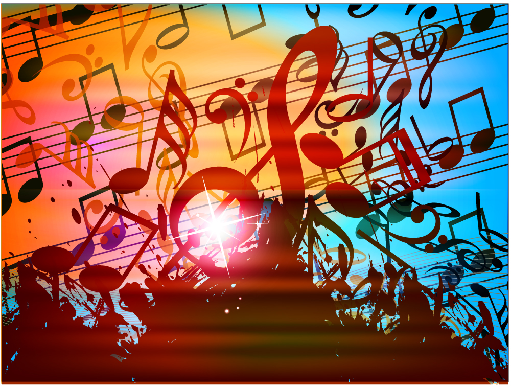 music notes background modern dynamic messy grunge decor