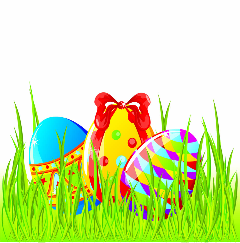 easter background shiny modern colorful eggs grass decor