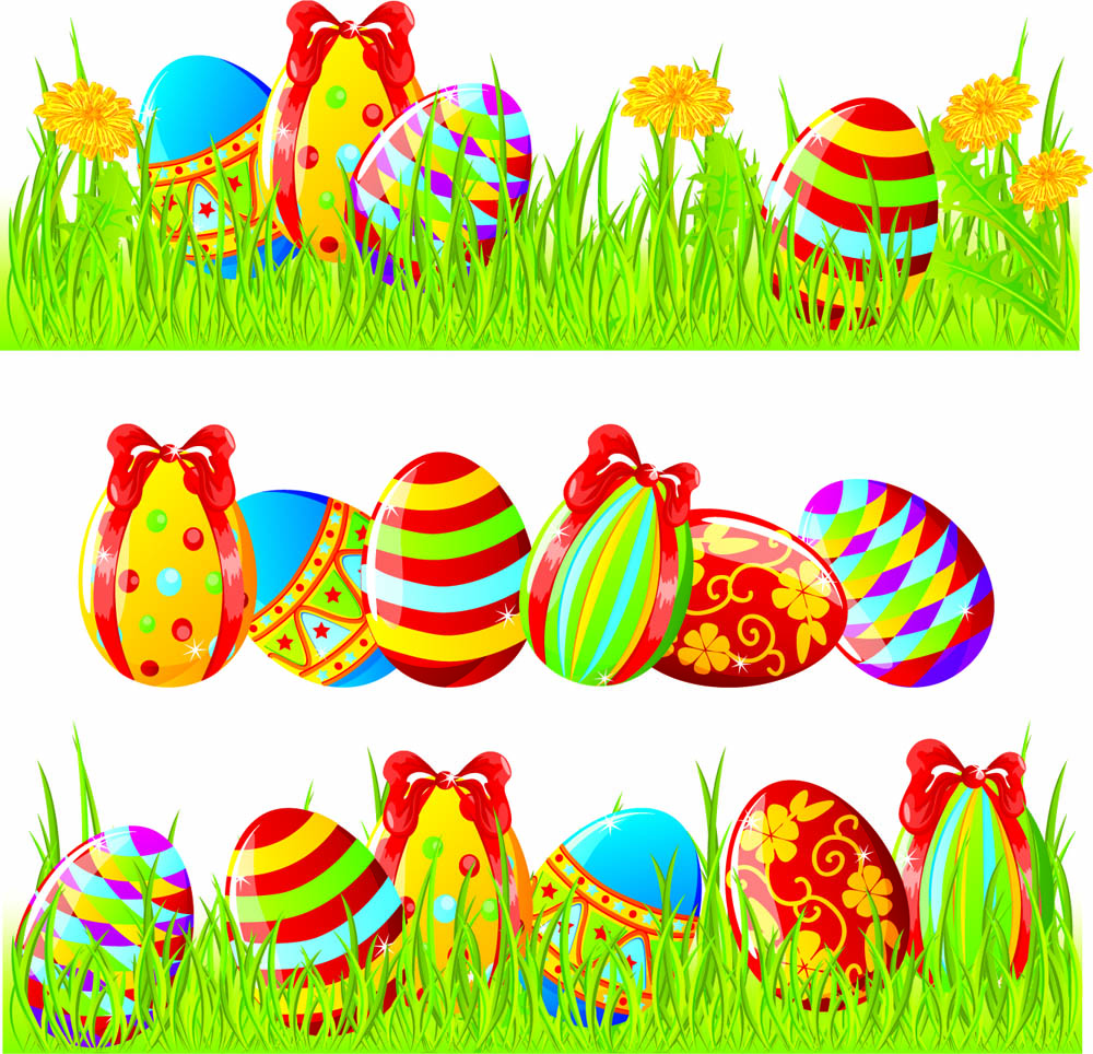 easter banner templates colorful modern eggs grass decor