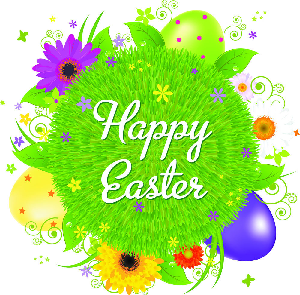 easter banner shiny colorful modern fllowers eggs decor