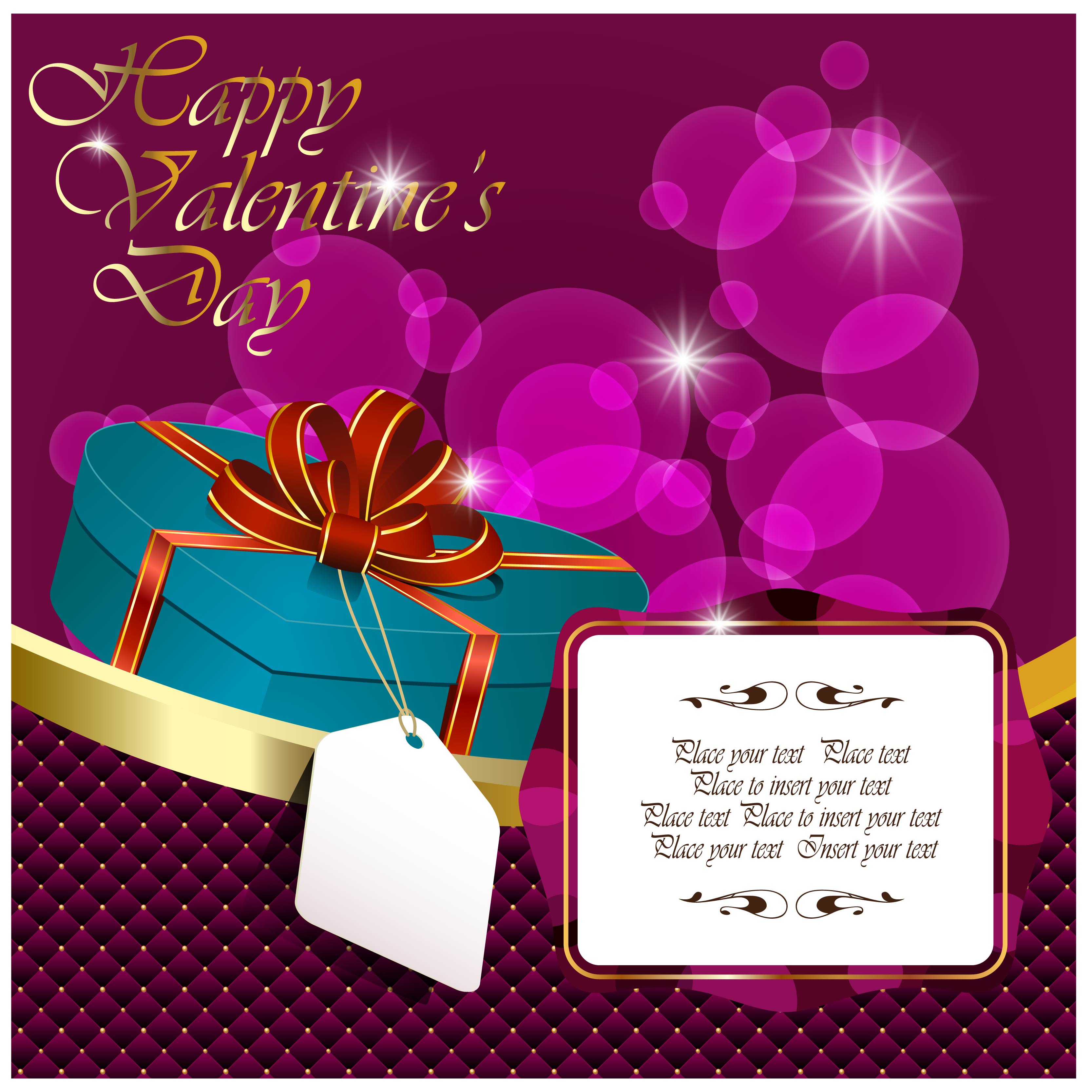 valentine banner 3d gift violet bokeh light decor