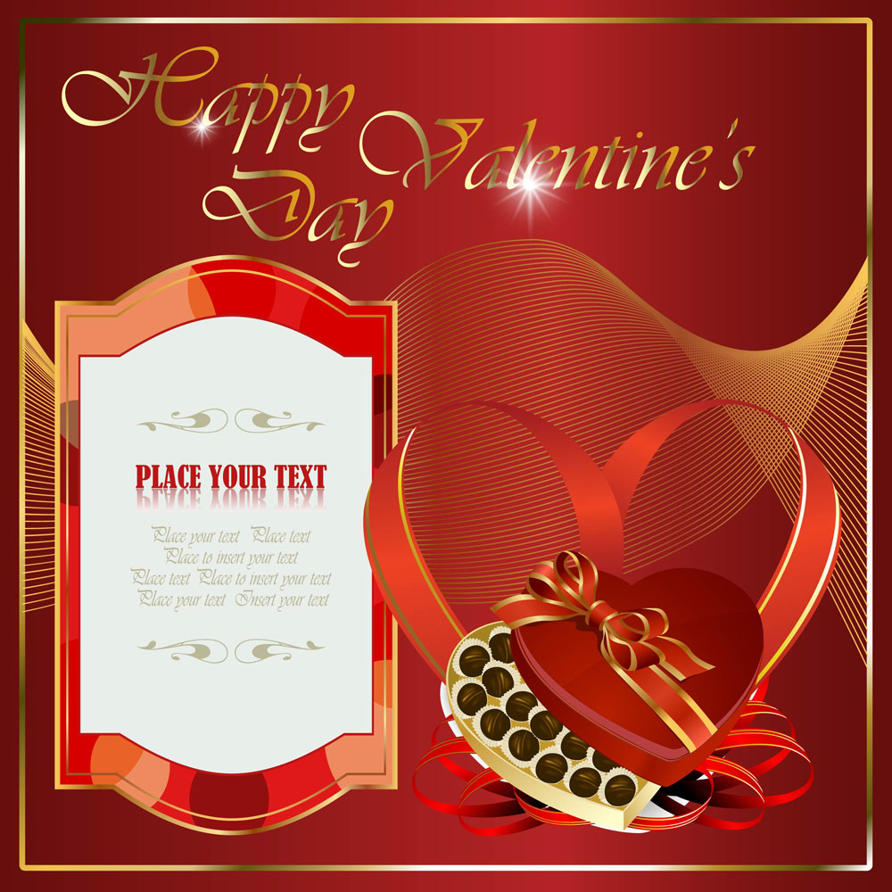 valentine card template elegant shiny red dynamic decor