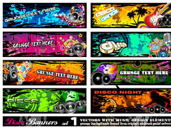 music banner templates colorful dynamic decor horizontal design