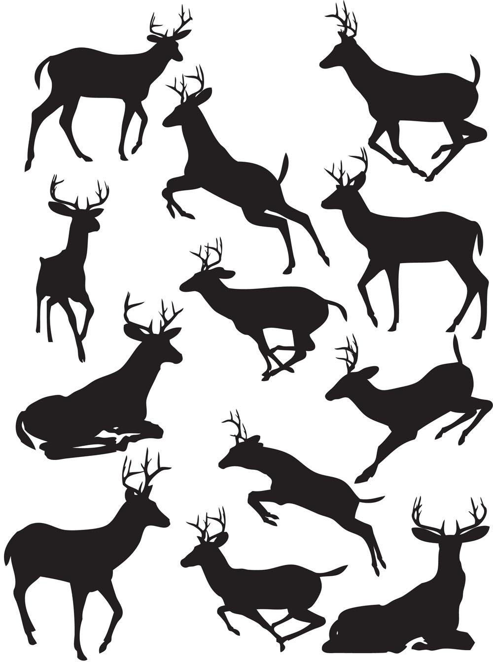 reindeer icons black silhouette sketch