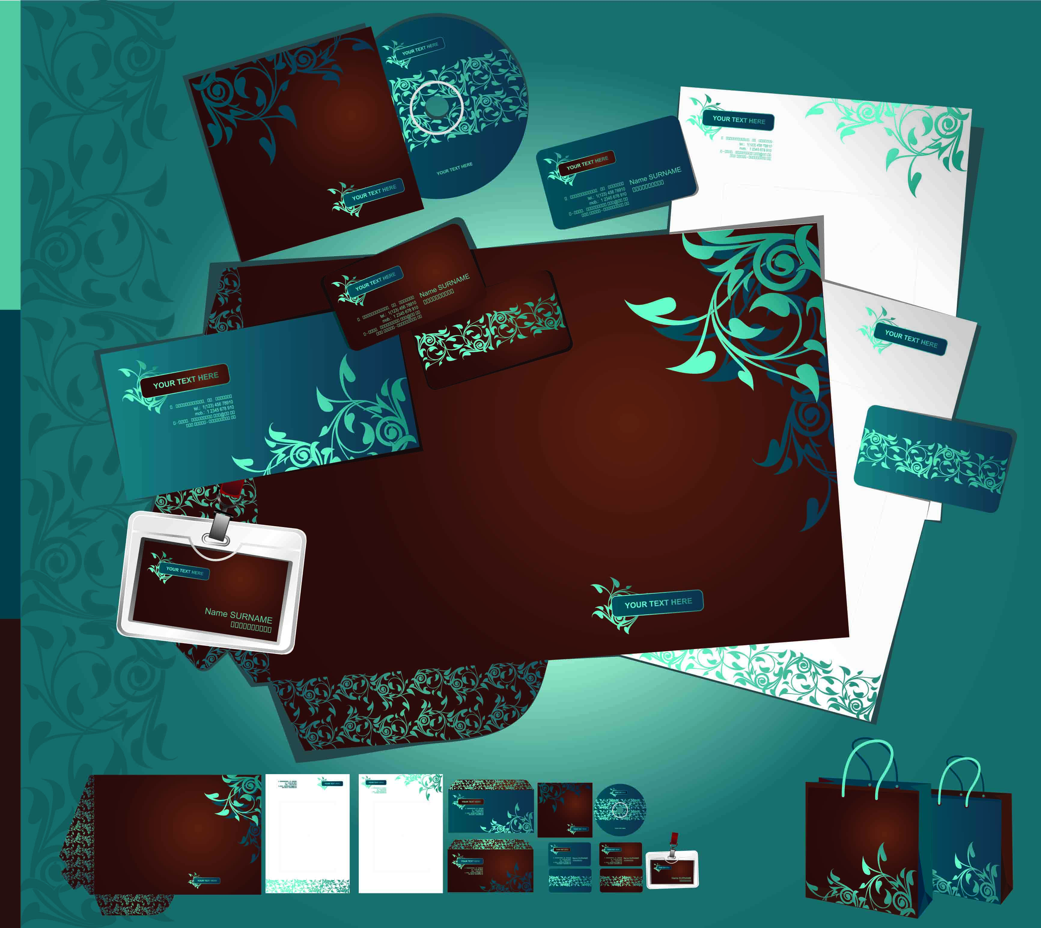 corporate identity templates classic flower leaves decor