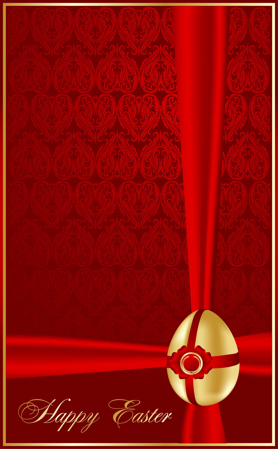 easter banner decorated egg sketch shiny red golden