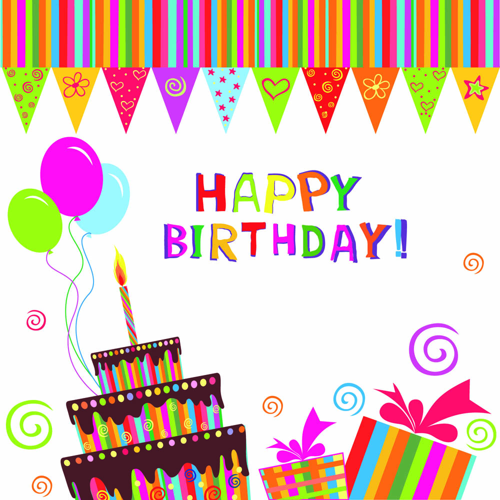 birthday banner colorful eventful flat design