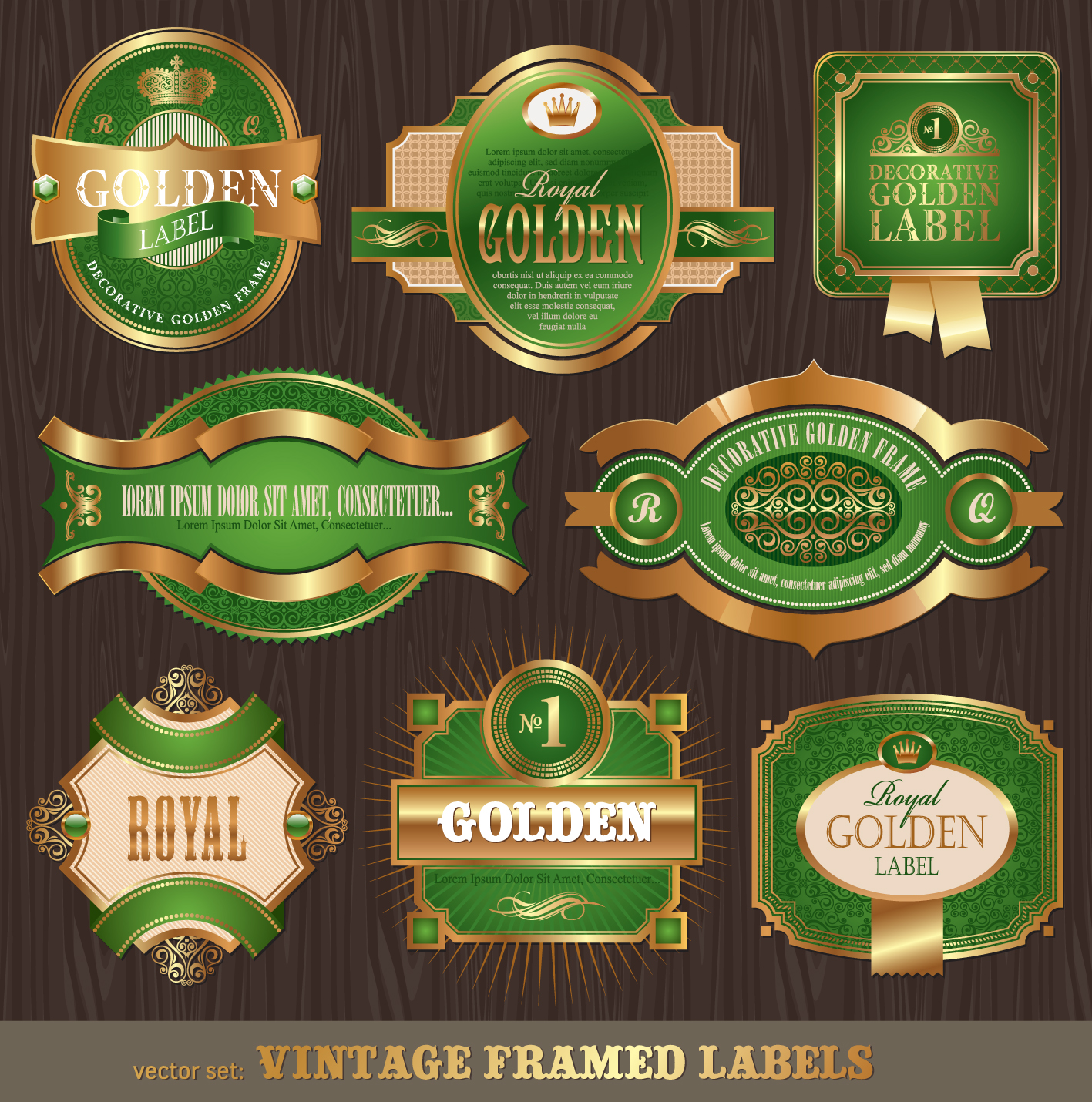 premier label templates shiny luxury golden green decor