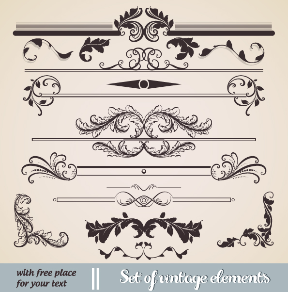 decorative elements templates swirled leaf sketch retro design