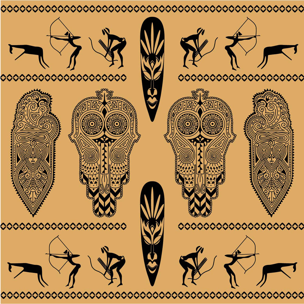 africa ethnic decor elements symmetric ancient emblems sketch