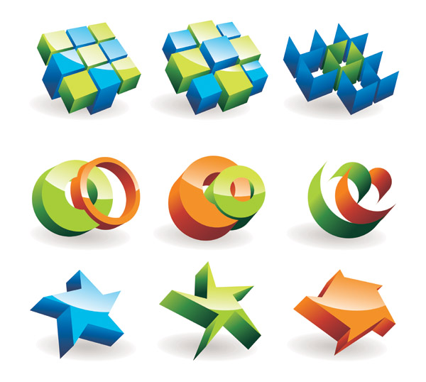 web icons templates modern shiny colored 3d shapes