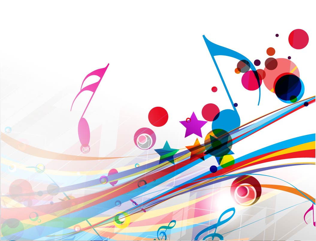 music background colorful dynamic notes shapes decor