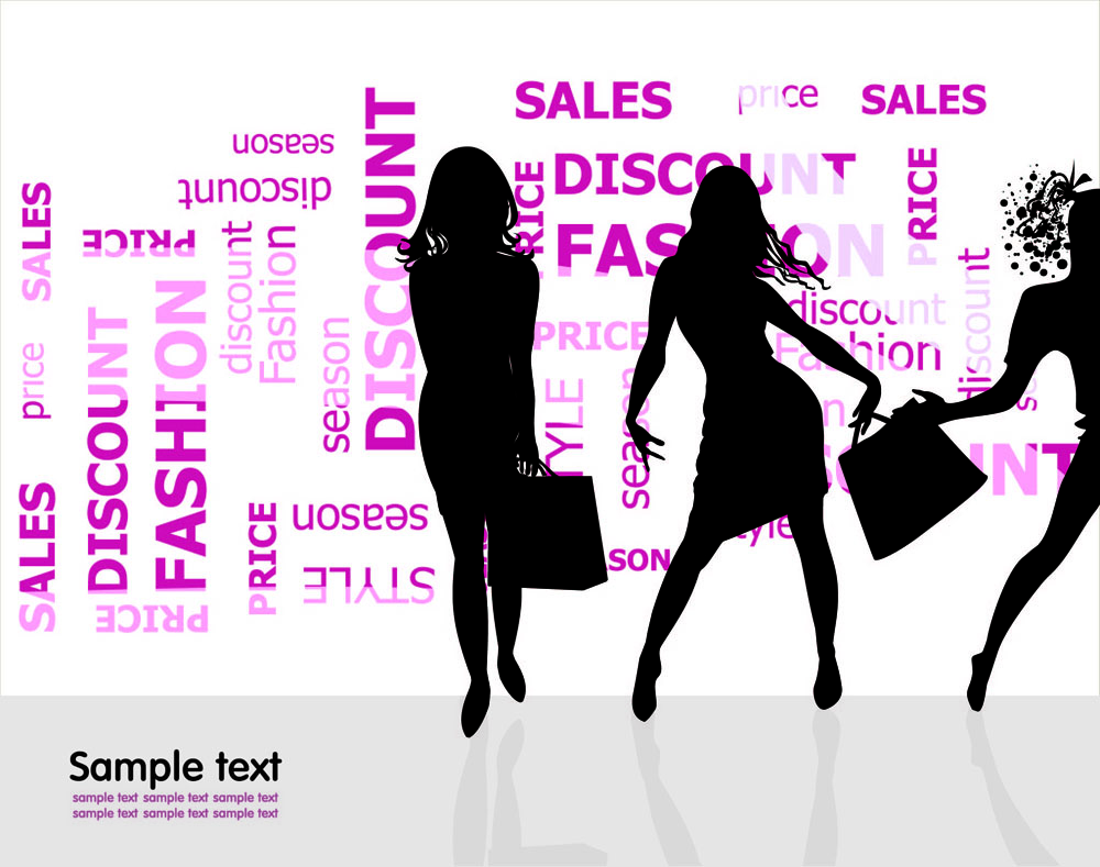 fashion sale background models silhouettes texts layout