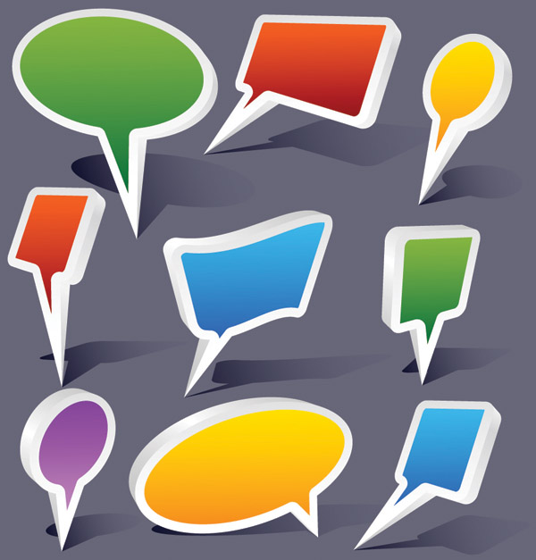 speech bubbles templates colored modern 3d shapes