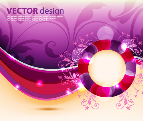 decorative background shiny colorful floral curves decor