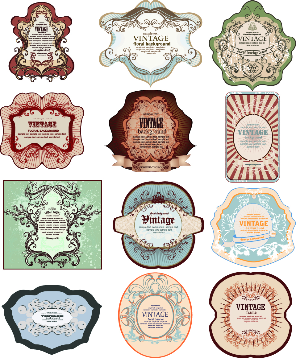 vintage labels templates elegant symmetric decor