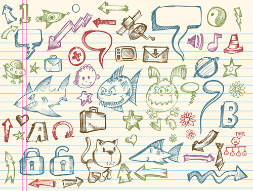 picture book elements handdrawn symbols sketch