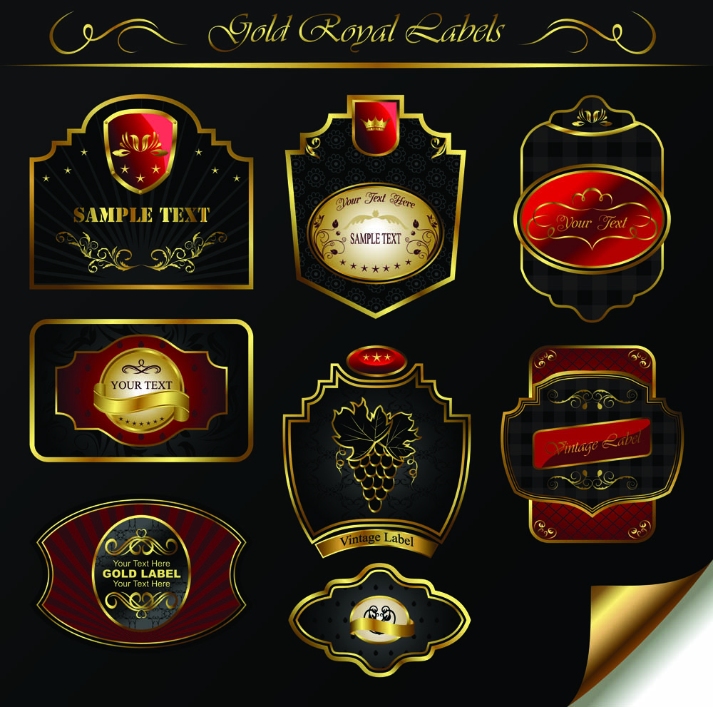 royal labels templates elegant luxury dark european decor