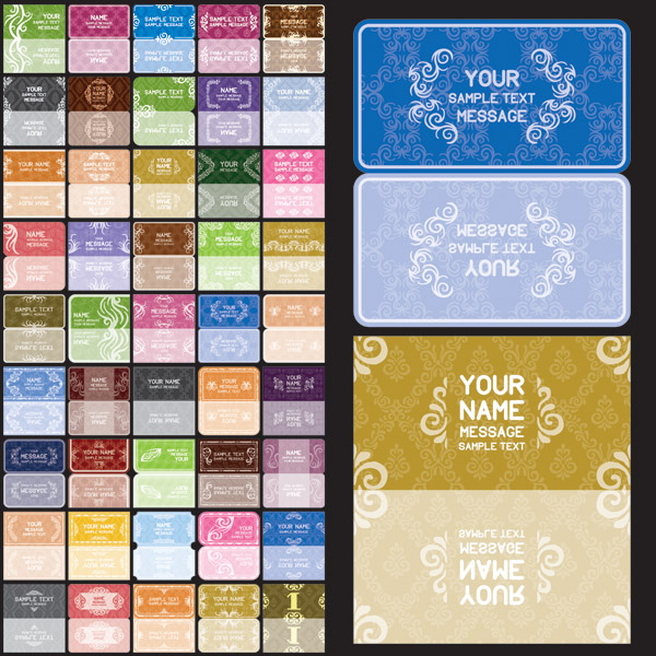 card templates collection colored retro decor