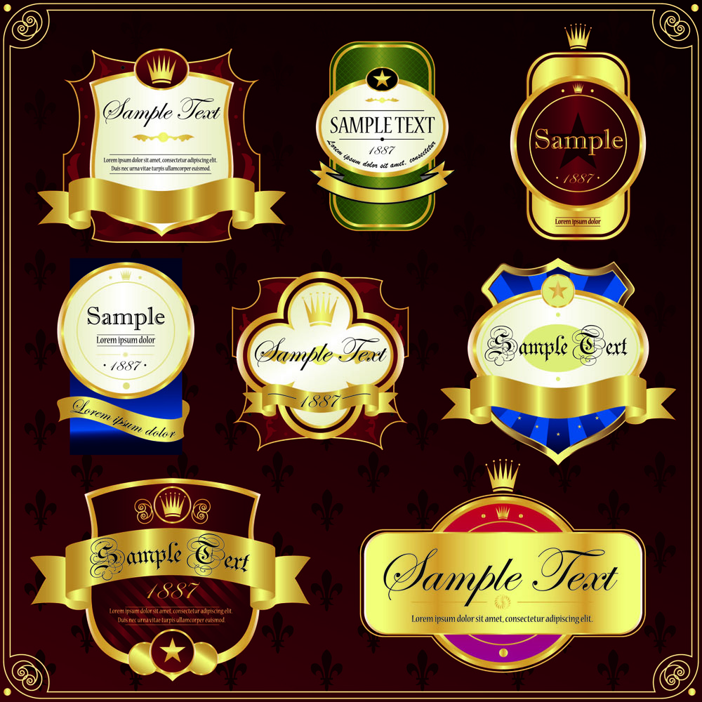 premier labels templates colorful luxury royal decor