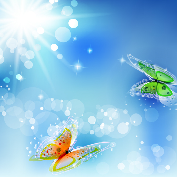 nature background butterflies sunlight sketch vivid bokeh decor