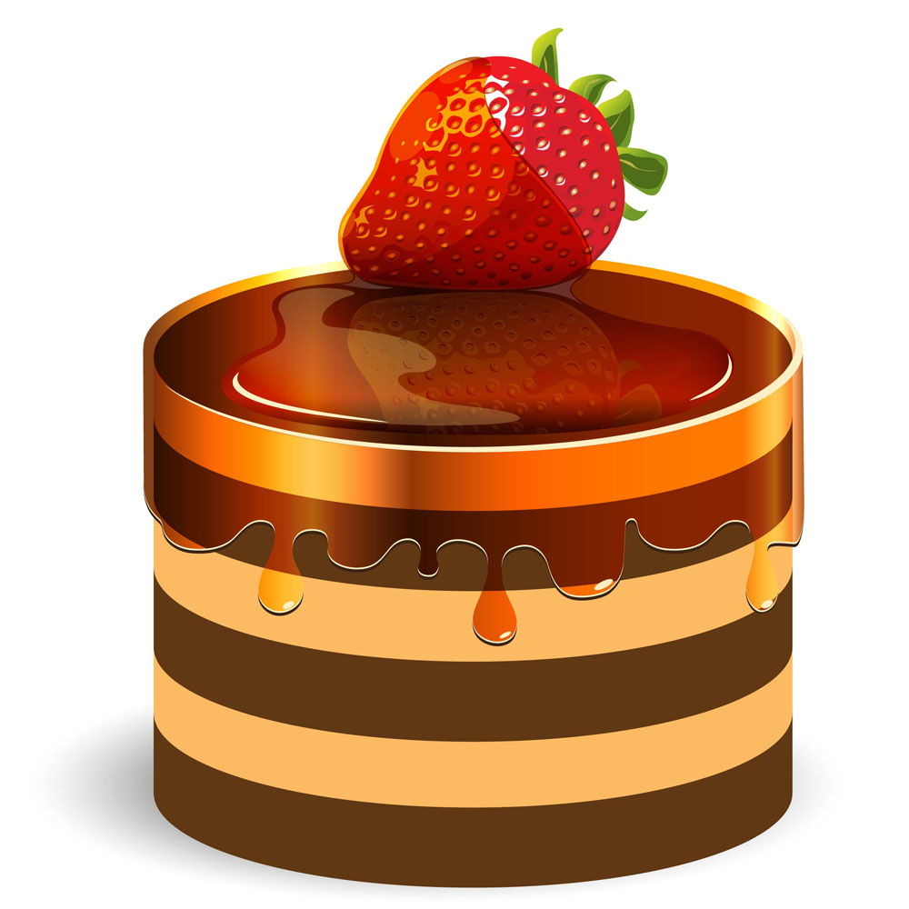 strawberry cake icon shiny modern 3d sketch