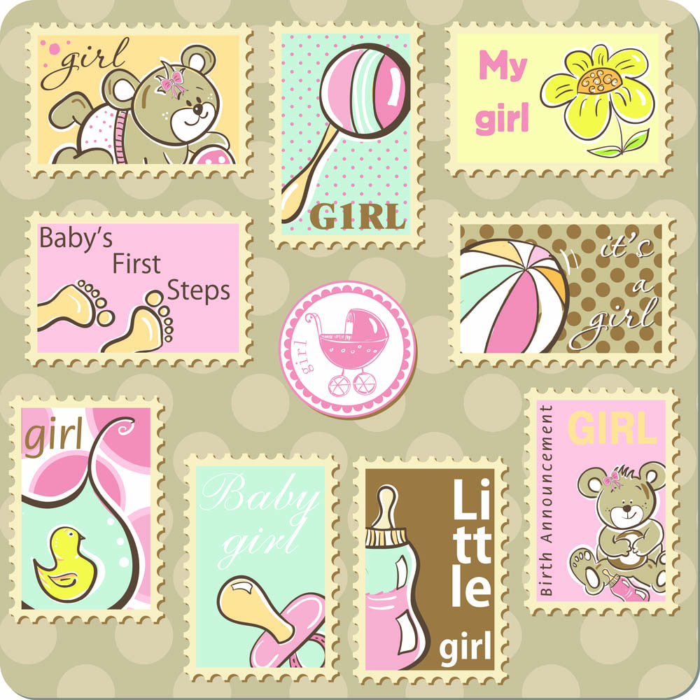 baby shower stamps templates cute classic design