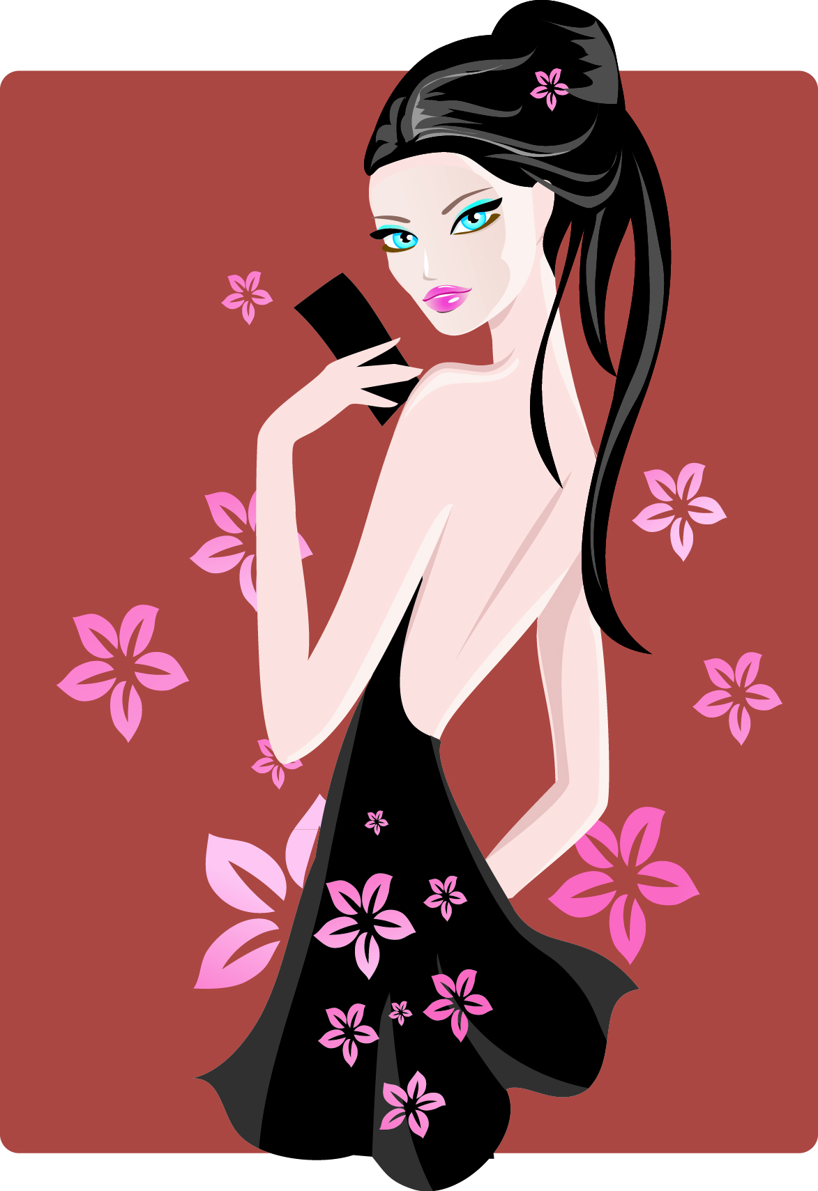 fashion model icon attractive girl sketch cartoon character