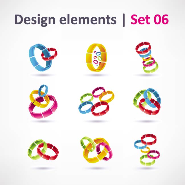 web icons templates modern colorful 3d rings decor