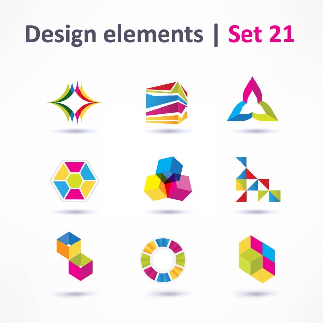 web icons templates colorful contemporary 3d geometric decor