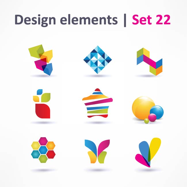 web icons elements colorful modern 3d flat shapes