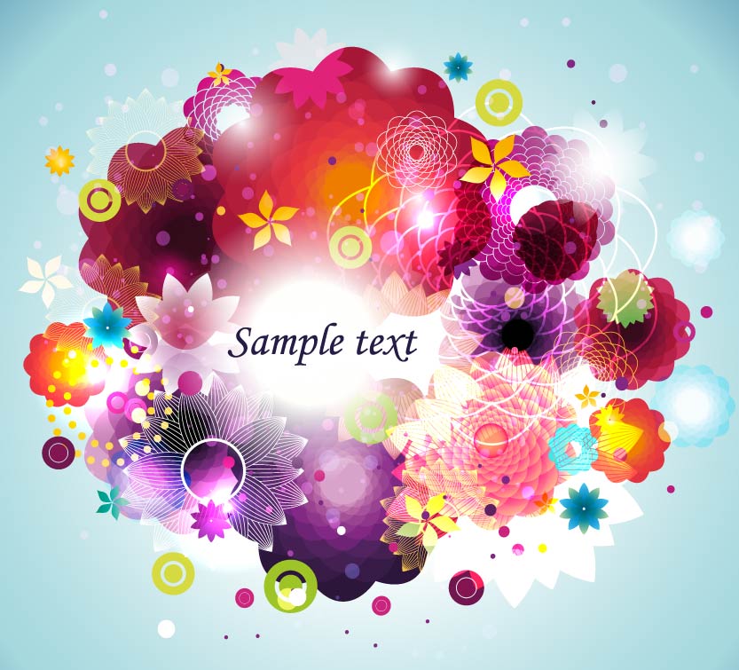 decorative background shiny colorful blooming petals sketch