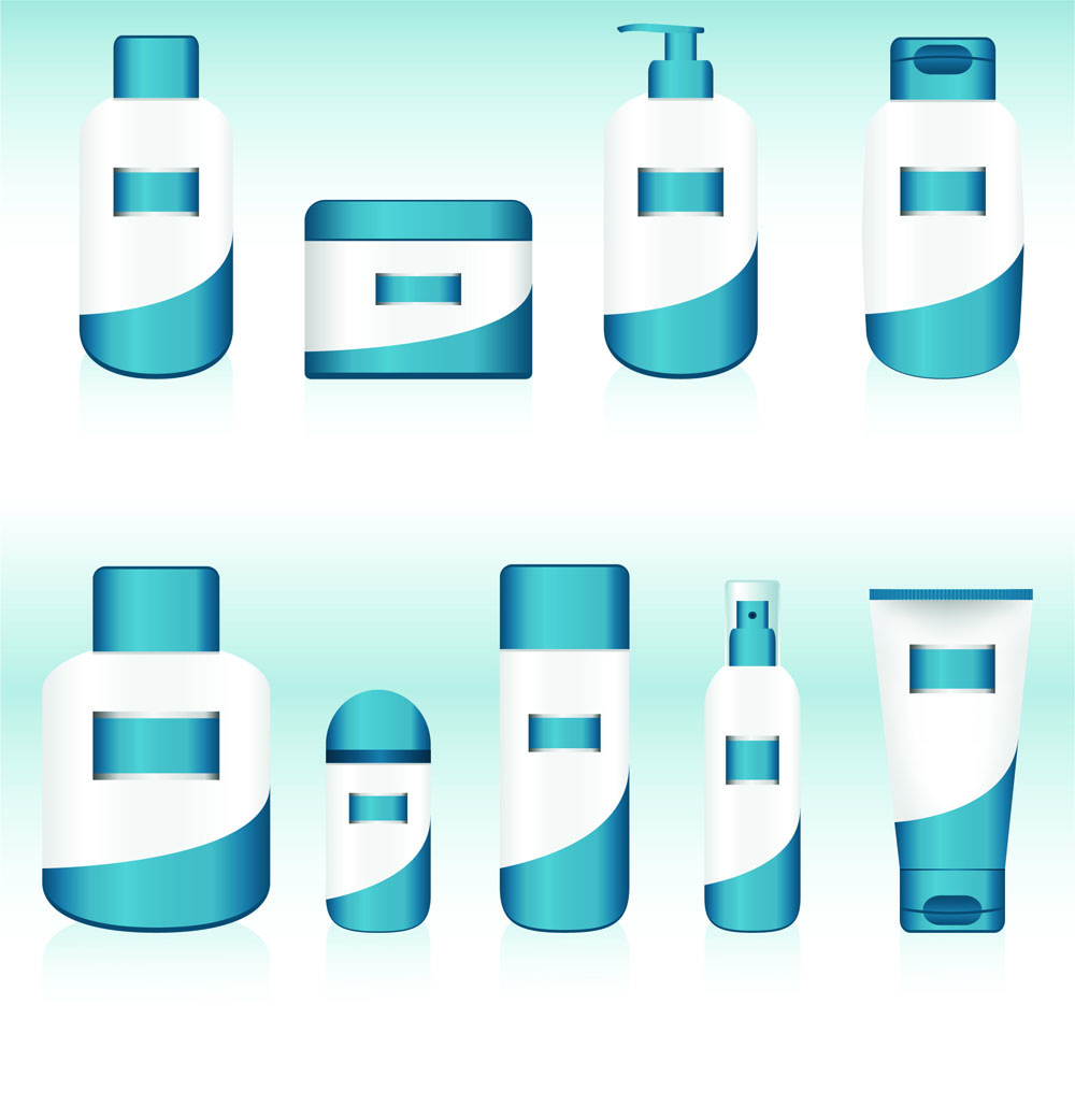 cosmetic package icons shiny colored modern design