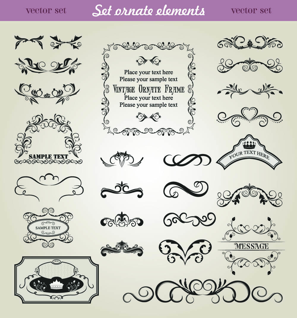 border design elements elegant classic symmetric shapes