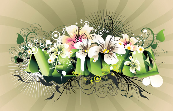 nature background petals 3d texts decor