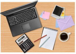 office stationery icons 3d modern sketch