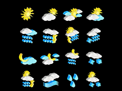 weather forecast icons colored 3d symbols